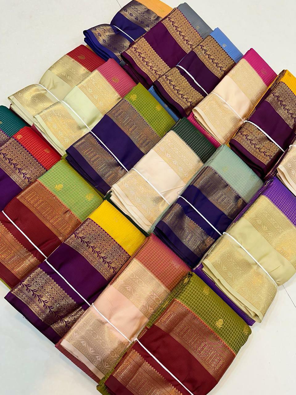 kanchipuram silk sarees-double border
