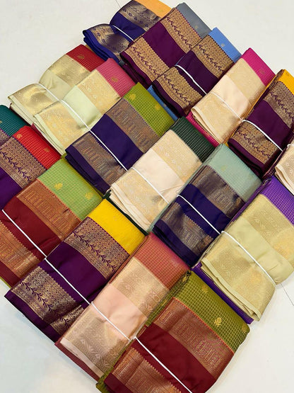 kanchipuram silk sarees-double border