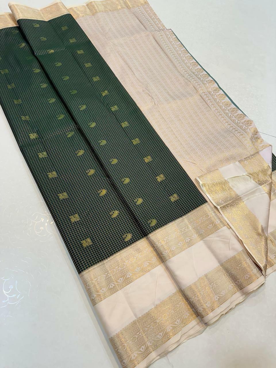 kanchipuram silk sarees-double border