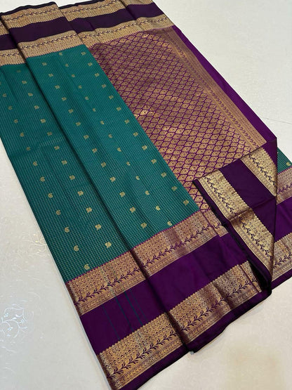 kanchipuram silk sarees-double border